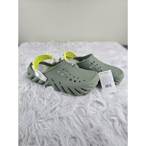 CROCS Men\'s Olive Sandals with White and Lime Accents main image 9